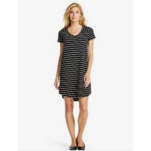 Merona Black & White Striped Textured Tshirt Dress, size L